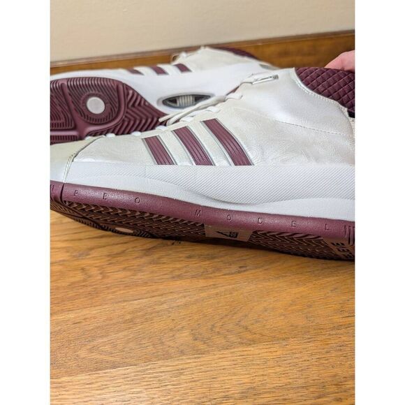 Adidas TS Pro Model Basketball Shoes Men’s Size 19 White Maroon Rare EUC main image 13